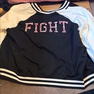 torrid Black and White Varsity Zip Jacket with Pink Floral Applique